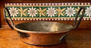 Antique French Hand Made Copper Two Handled Preserve Pan Primitive
