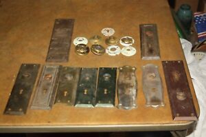 Lot Of Vintage Stamped Brass And Tin Door Escutcheon Plates Great For Projects