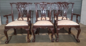 Set Of 6 American Drew Mahogany Chippendale Style Dining Chairs Claw Ball Feet
