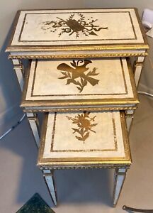Vintage Italian Florentine Nesting Set Of Three Tables