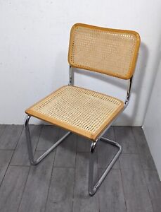 Vintage 90s Marcel Breuer Cesca Cantilever Chrome Cane Chair Made In Italy Mcm
