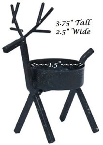 New Primitive Reindeer Tea Light Holder Black Metal Rustic Christmas 3 75 Tx2 5 