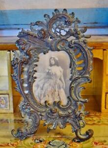 Magnificent Antique French Bronze Picture Photo Frame With Cherub Putti Face