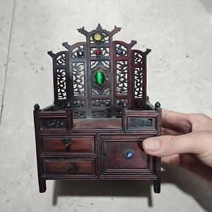 Curio Cabinet Small Carved Wooden Home Decore Vintage Wooden Cabinets Box