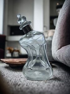 E Dragsted Sterling Silver Denmark Artist Capped Glass Melted King Pinch Bottle