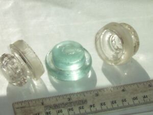 3 Vintage Blue Clear Glass Jar Stoppers Apothecary Pharmaceutical Bottles