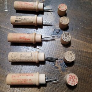 Vintage Boye Sewing Machine Needles In Wooden Tubes S 6 8 10 14 20