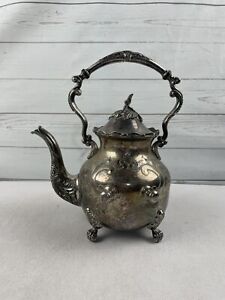 Vintage Birmingham Silver Company Silver On Copper Bsc Teapot Coffeepot