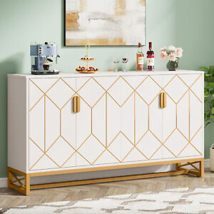 59 Sideboard Buffet Modern Storage Cabinet With 4 Doors For Kitchen Dining Room