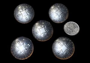 Lot 5 Large Sterling Silver Handmade 1 25 Concho Buttons W Loops Not Covers 