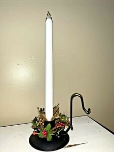 Primitive 12 Metal Base Berry Wreath Vine Battery Operated Candlestick Tb5m