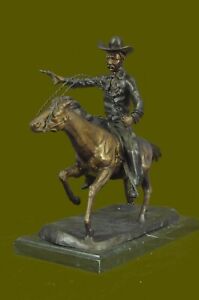 Remington Western American Sculpture Arizona Cowboy Art 100 Bronze Hot Cast