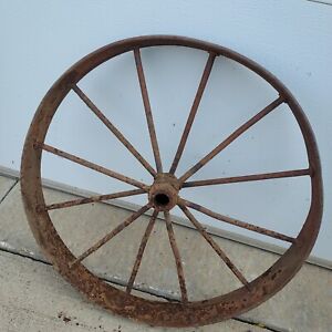24 Antique Vintage Steel Spoke Wagon Wheel Plow Cart Implement Farm Decor