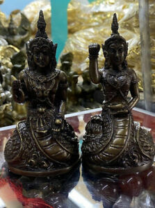 2 Naga God Brass Statue Grandfather Srisuttho Grandmother Ya Sri Pathumma Amulet