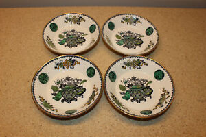 4 Rare Antique Wedgwood Green Basket Chinese Lotus 5 25 Fruit Dessert Bowls