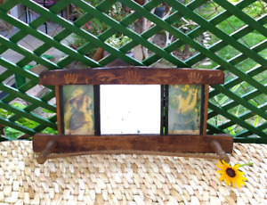 Antique Mirror Hand Carved Wooden Frame With Towel Rack