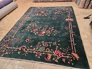 9x12 Chinese Rug Antique Art Deco Authentic 100 Wool Oriental Rug Fine