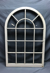 Large Antique 18 Lite Shabby Arch Top Cabinet Window 30x45 Vtg Chic Old 1460 23b