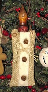 Handmade Burlap Ornament Battery Candle And Holder 6 1 2 Tall X 2 Wide