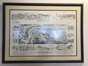 1891 Extremely Rare Birdseye Map Of Auburn Ca California Real Estate Miners