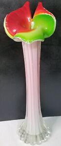 Hand Blown 14 Vase Tall Jack In The Pulpit Calla Lily Shape 