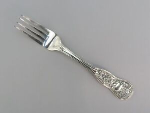 Mid 1800s Great Heavy Chinese Export Silver Fork Bamboo Decorations 8 1 4 