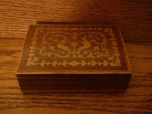 Antique Small Wooden Inlaid Marquetry Box Italy