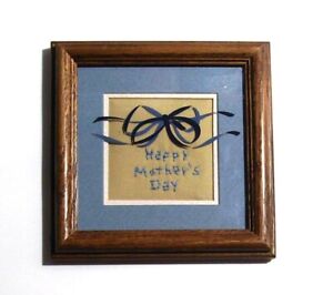 Primitive Stitchery Happy Mother S Day Vintage Wood Frame W Painted Glass Mat