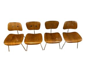 Vintage 1951 53 Eames Herman Miller Dcm Chair Mid Century Modern Classic Set 4