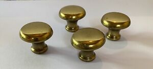 Lot 4 Vintage Gold Brass Finish Drawer Cabinet Knobs Salvage Pulls 1 Diameter