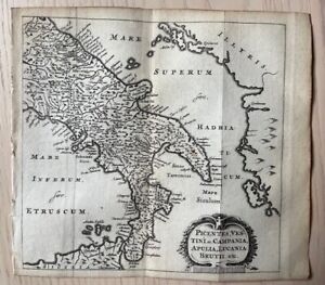 1661 House Of Elzevir Philipp Cluver Miniature Map Of Southern Italy Italia