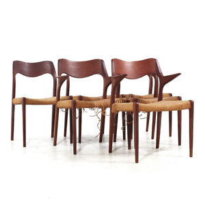 Niels Moller Danish Model 55 71 Mid Century Teak Dining Chairs Set Of 6