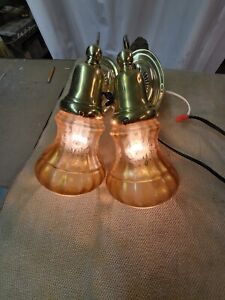 Vintage Pair Brass Wall Gas Sconces Electricfide