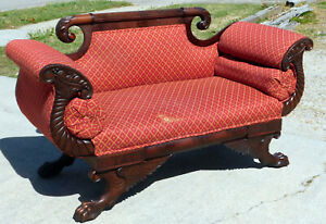 Federal Empire High Arm Sofa Settee Love Seat Mahogany C1830