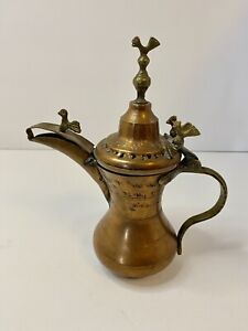 Vintage Middle Eastern Dallah Arabic Turkish Ottoman Decorative Coffee Pot As Is