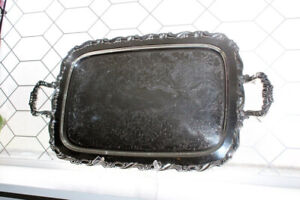 Large Silver Plate Butler Tray With Handles Vintage Oneida Silversmiths