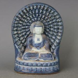 Chinese Yuan Blue White Porcelain Figurine Buddha Tathagata Rulai Statue 11 1 