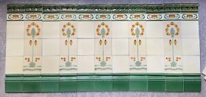 England Antique Art Nouveau Majolica 66 Set Tile C1900