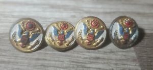 Vintage Small Military Button Collectible Uniform Lot Of 4