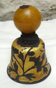 Antique Chinese Mandarin Qing Enamel Bell Amber Glass Hat Rank Badge