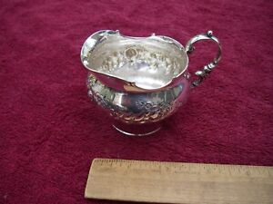 Small Gorham Sterling Repousse Floral Creamer Dated 1893 As Found