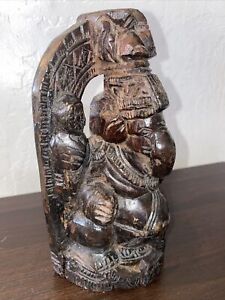 Indian Wooden Carving Of Ganesha 7 5 Inches