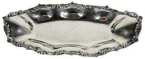 Large 13 Mexican Mid Century Sterling Silver Lobed Oval Serving Bread Tray 596g