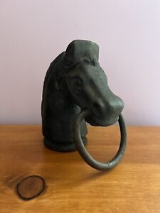 Vintage Cast Iron Horse Head Hitching Post Western Equestrian Antique 1800s