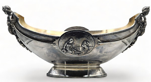 Antique Gorham Silver Soldered 14 Oval Centerpiece Bowl Cherub Medallion