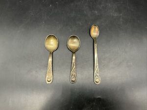 Vtg Set Of 3 Winthrop Silverplate Gerber Baby Spoons Some Damage From Teeth