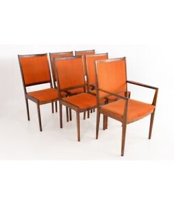 Kofod Larsen Mid Century Rosewood Highback Dining Chairs Set Of 6