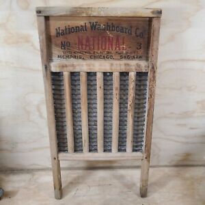 National Washboard Co No 3 Mephis Chicago Saginaw Aged Country Decor Display