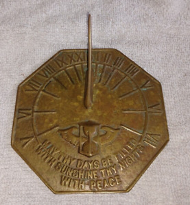 Vintage Brass Sundial Garden May Your Days Be Filled With Sunshines Nights Peace