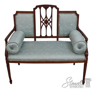 F61984ec Vintage Edwardian Style Upholstered Settee Bench